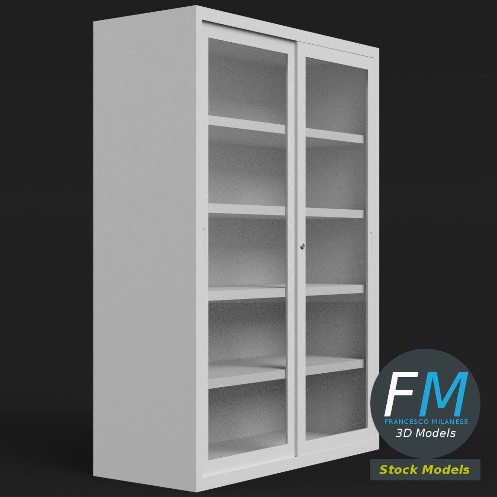 Office cabinet with glass doors 3D model_4