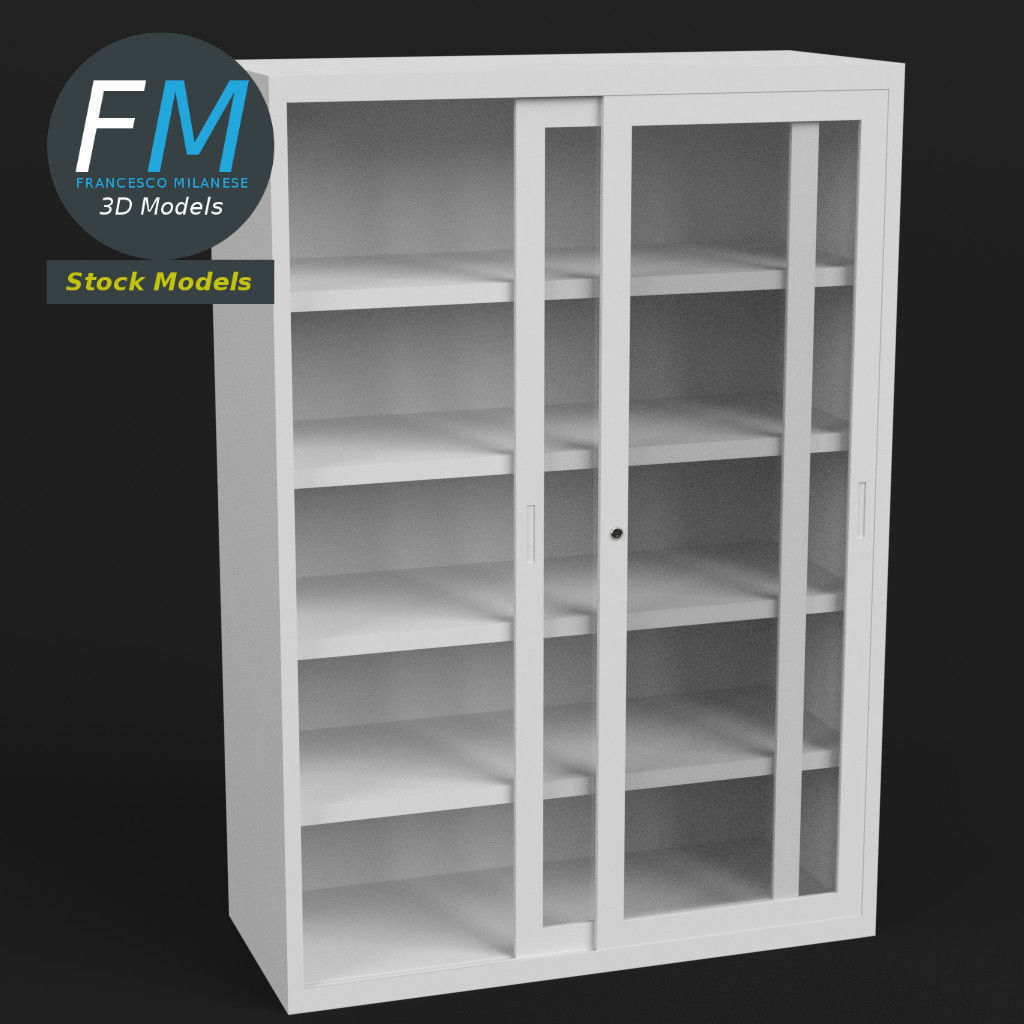 Office cabinet with glass doors 3D model_6