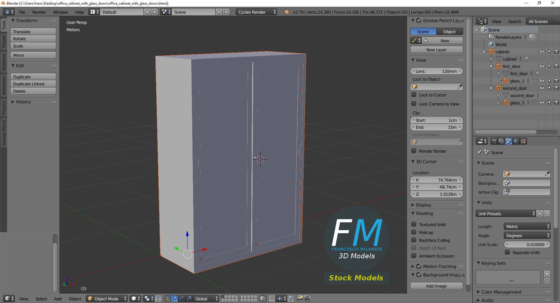 Office cabinet with glass doors 3D model_9