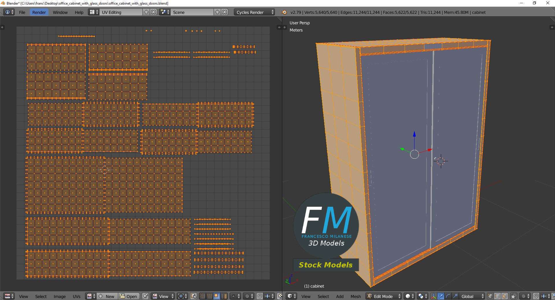 Office cabinet with glass doors 3D model_10