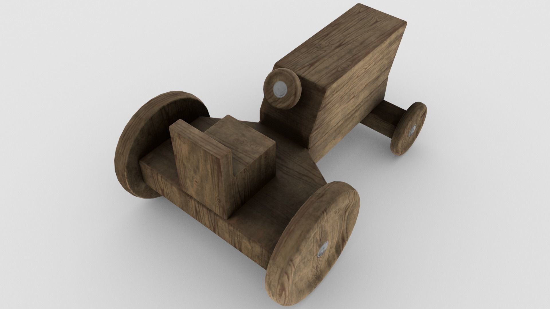 Wood Toy Tractor Low-poly 3D model_2