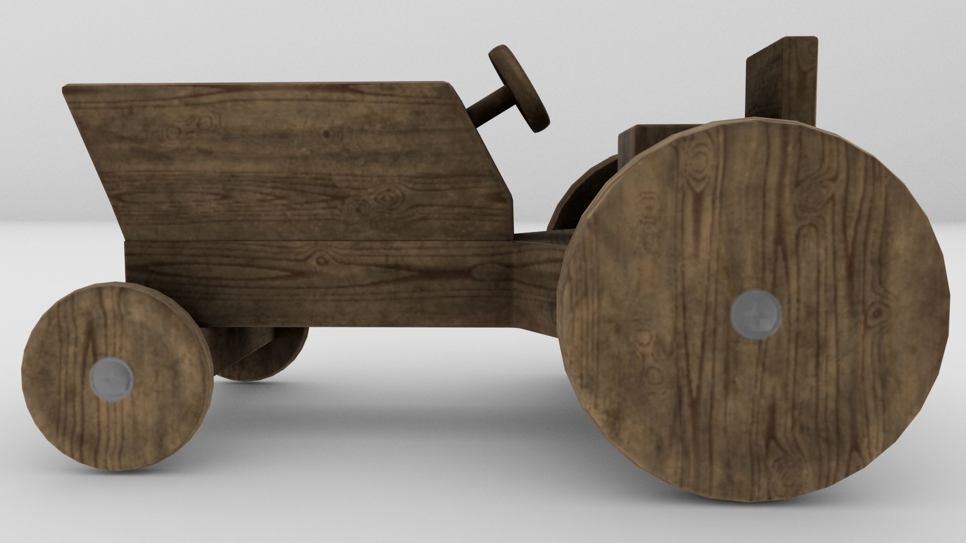 Wood Toy Tractor Low-poly 3D model_1