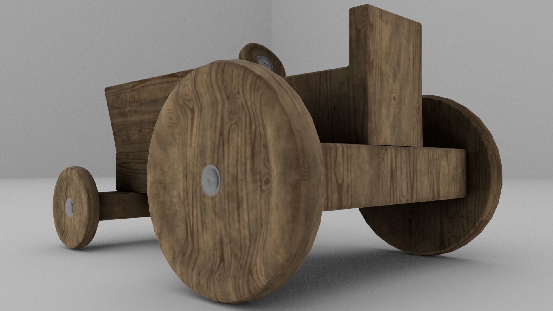 Wood Toy Tractor Low-poly 3D model_3