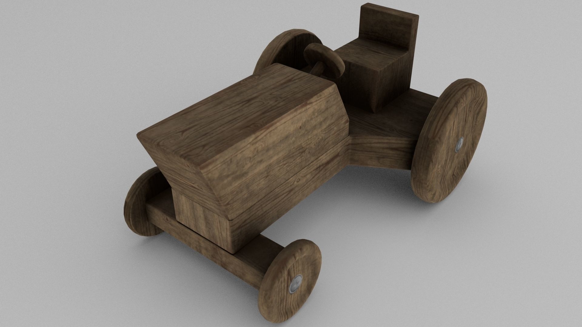 Wood Toy Tractor Low-poly 3D model_4