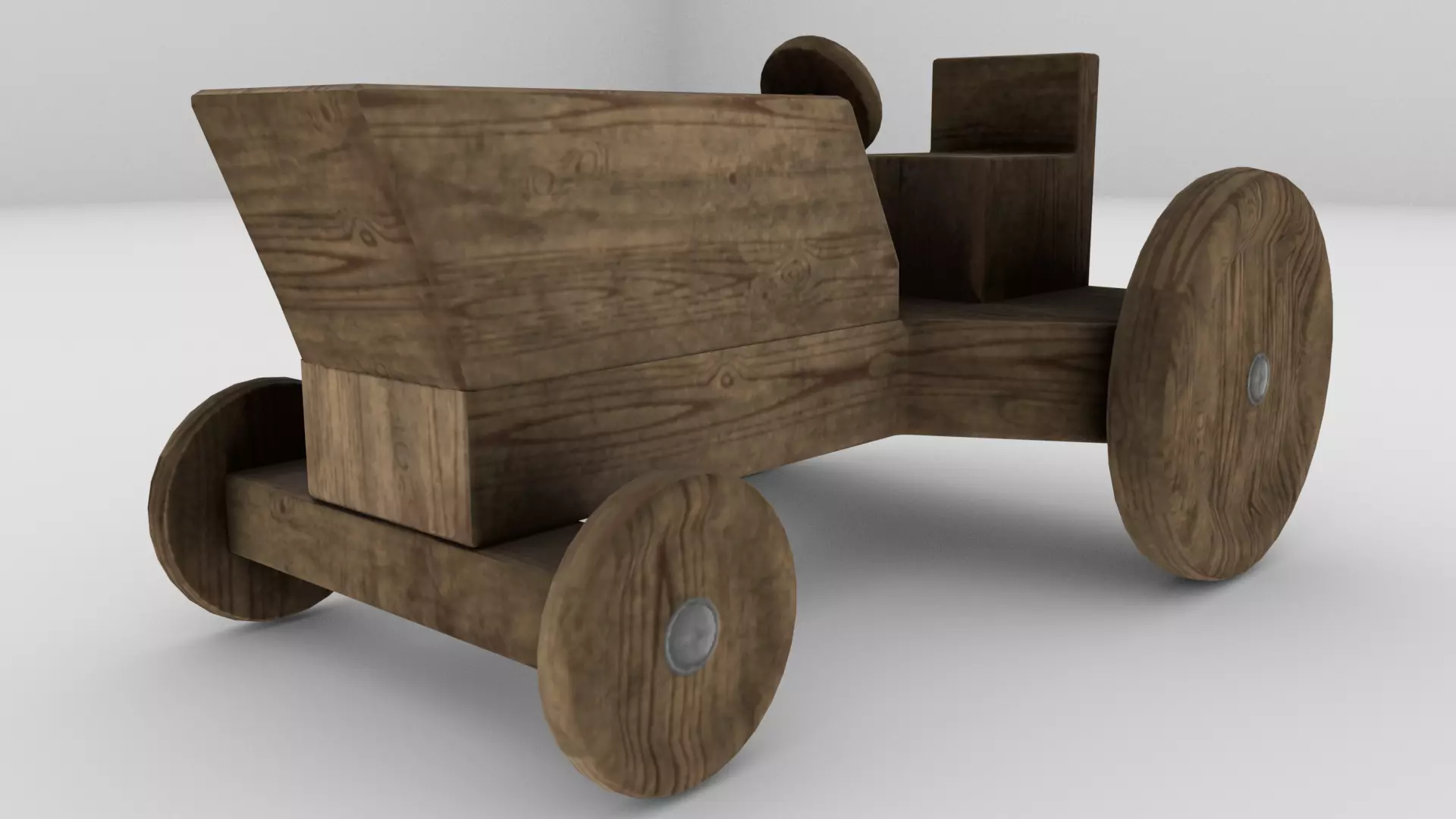 Wood Toy Tractor Low-poly 3D model_0
