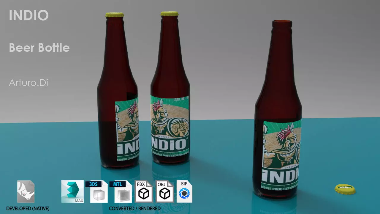 Indio Beer Bottle 3D model