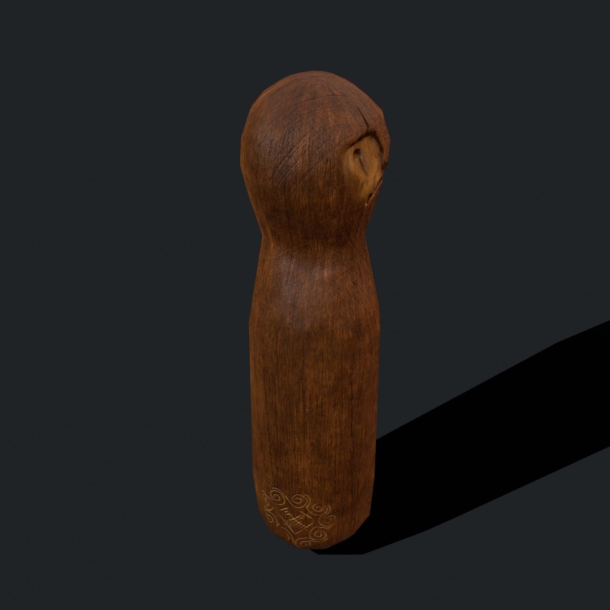 Medieval Wooden Toy Doll Low-poly 3D model_4