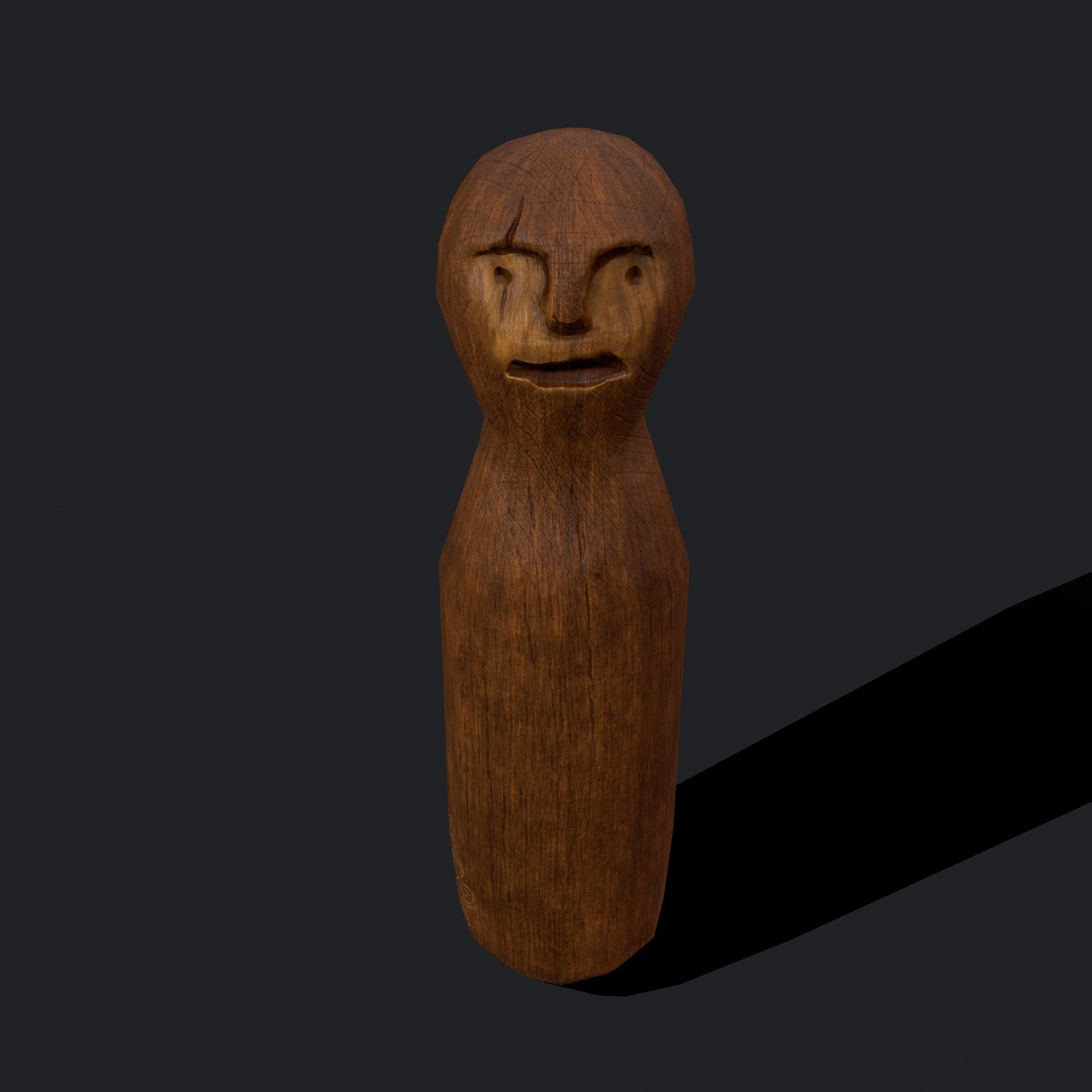 Medieval Wooden Toy Doll Low-poly 3D model_3