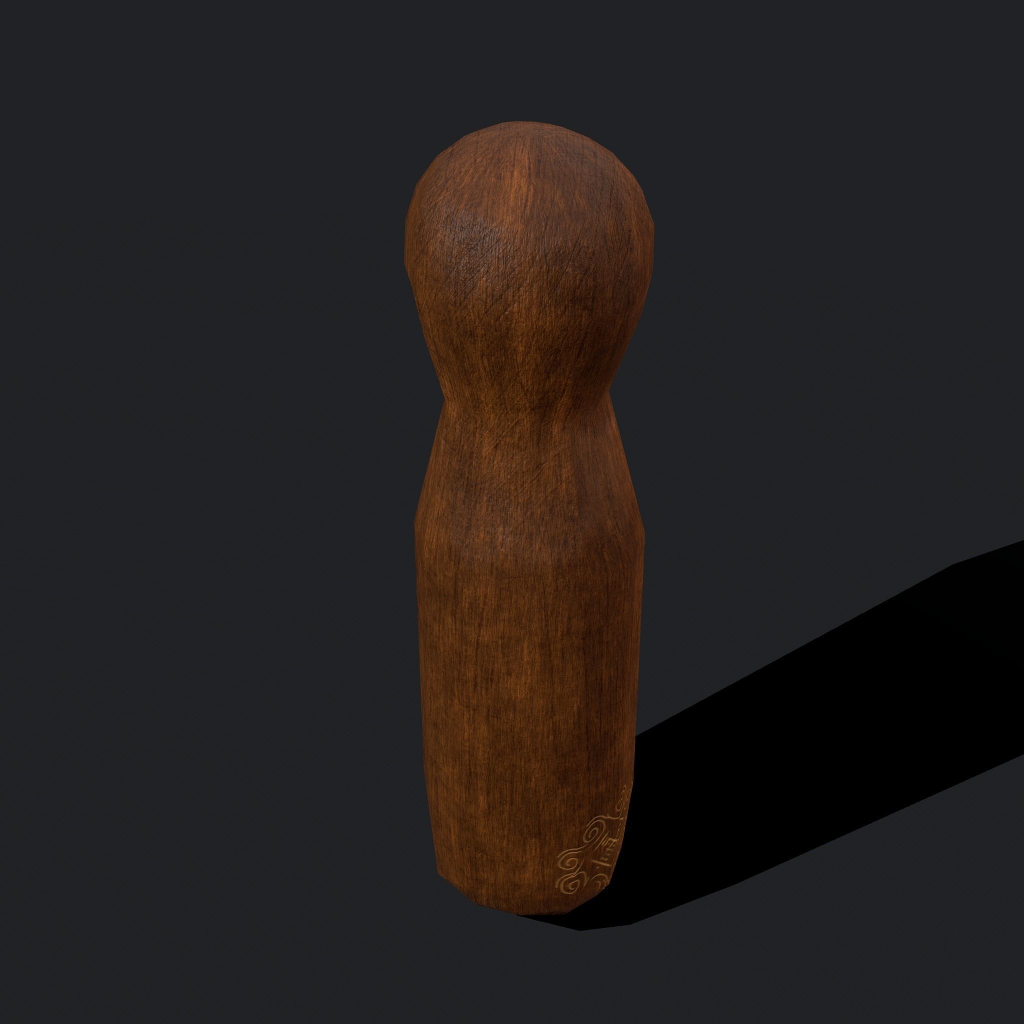 Medieval Wooden Toy Doll Low-poly 3D model_5