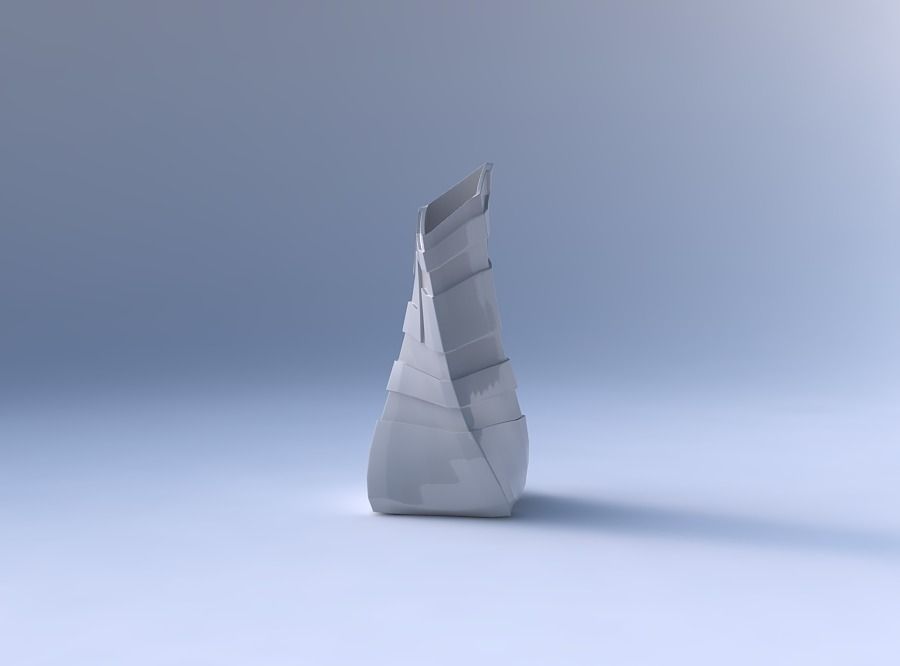 Vase twisted squeezed and bent quadratic 2 with sharp ribbons 3D print model_4