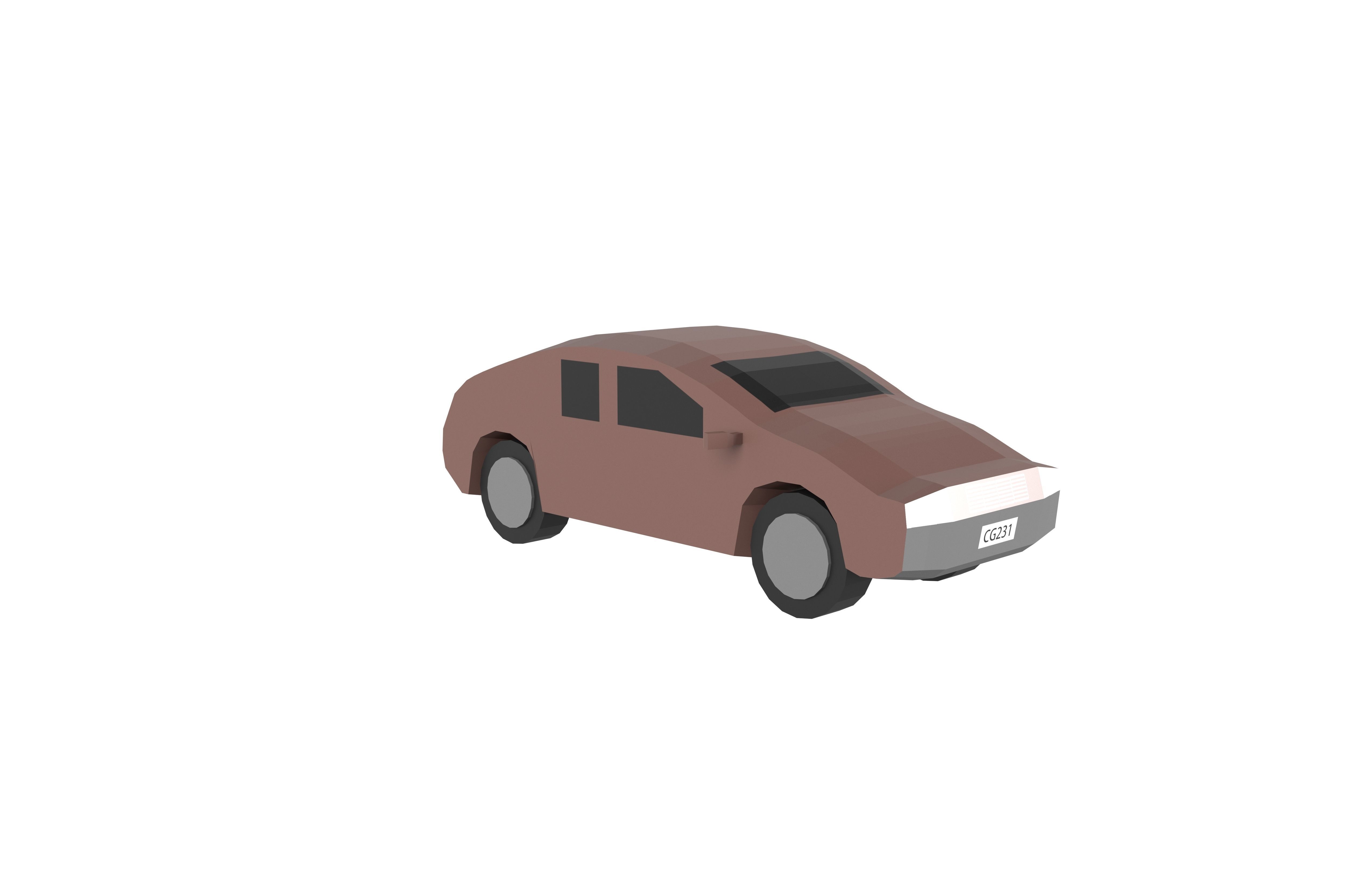 Low Poly Car 0004 Low-poly 3D model_3