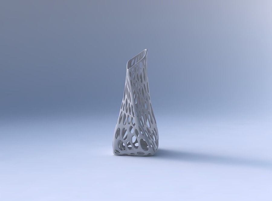 Vase squeezed and bent quadratic 2 with smooth organic lattice 3D print model_4