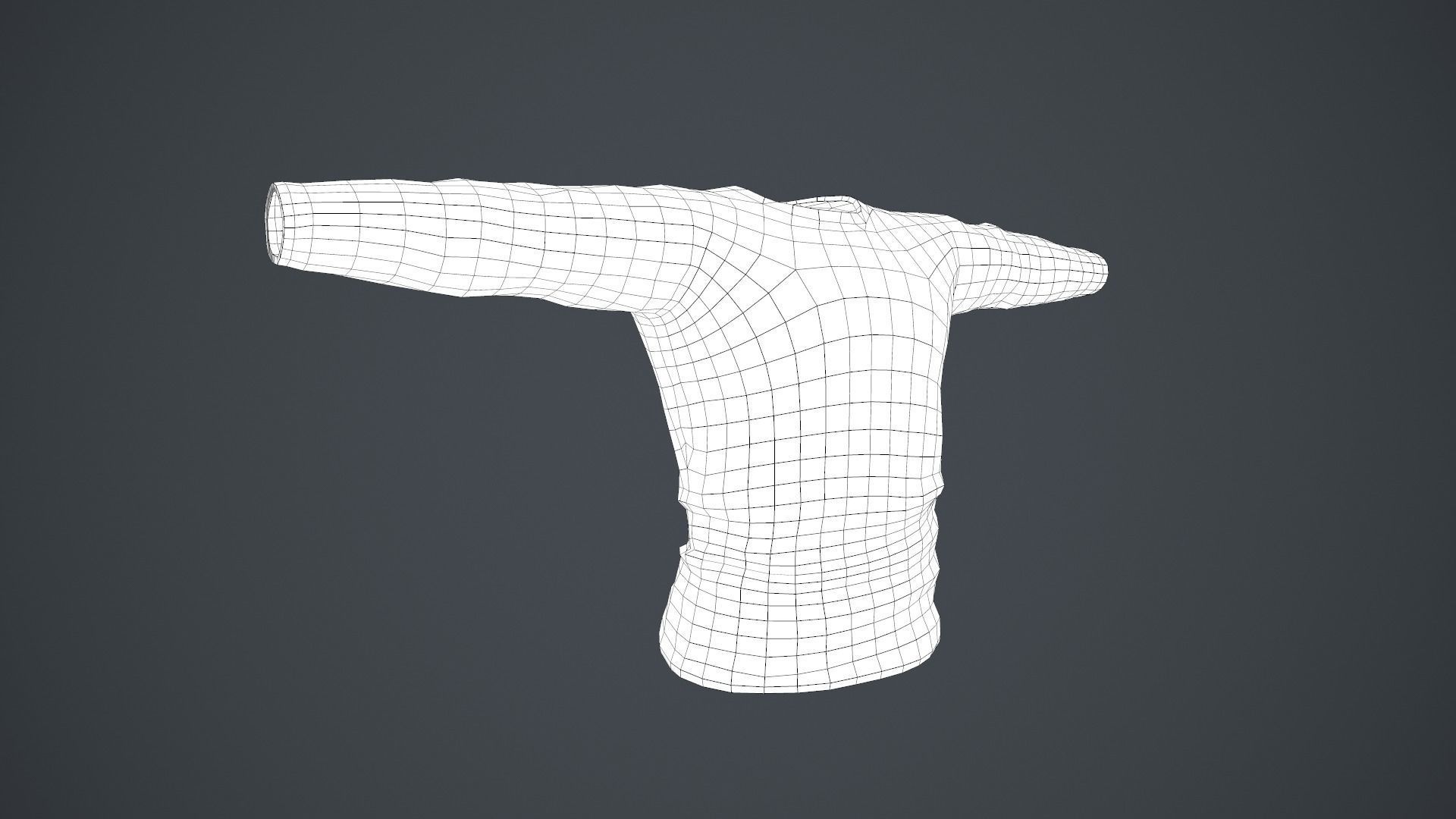 Gray Long Sleeve T-Shirt Low-poly 3D model_13