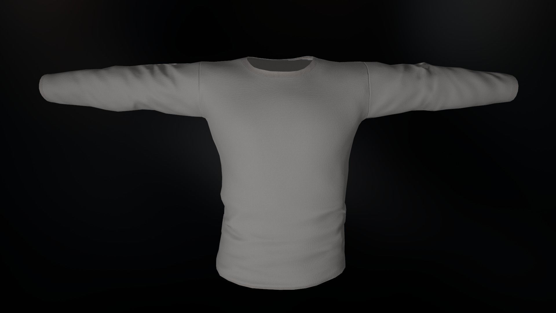 Gray Long Sleeve T-Shirt Low-poly 3D model_11