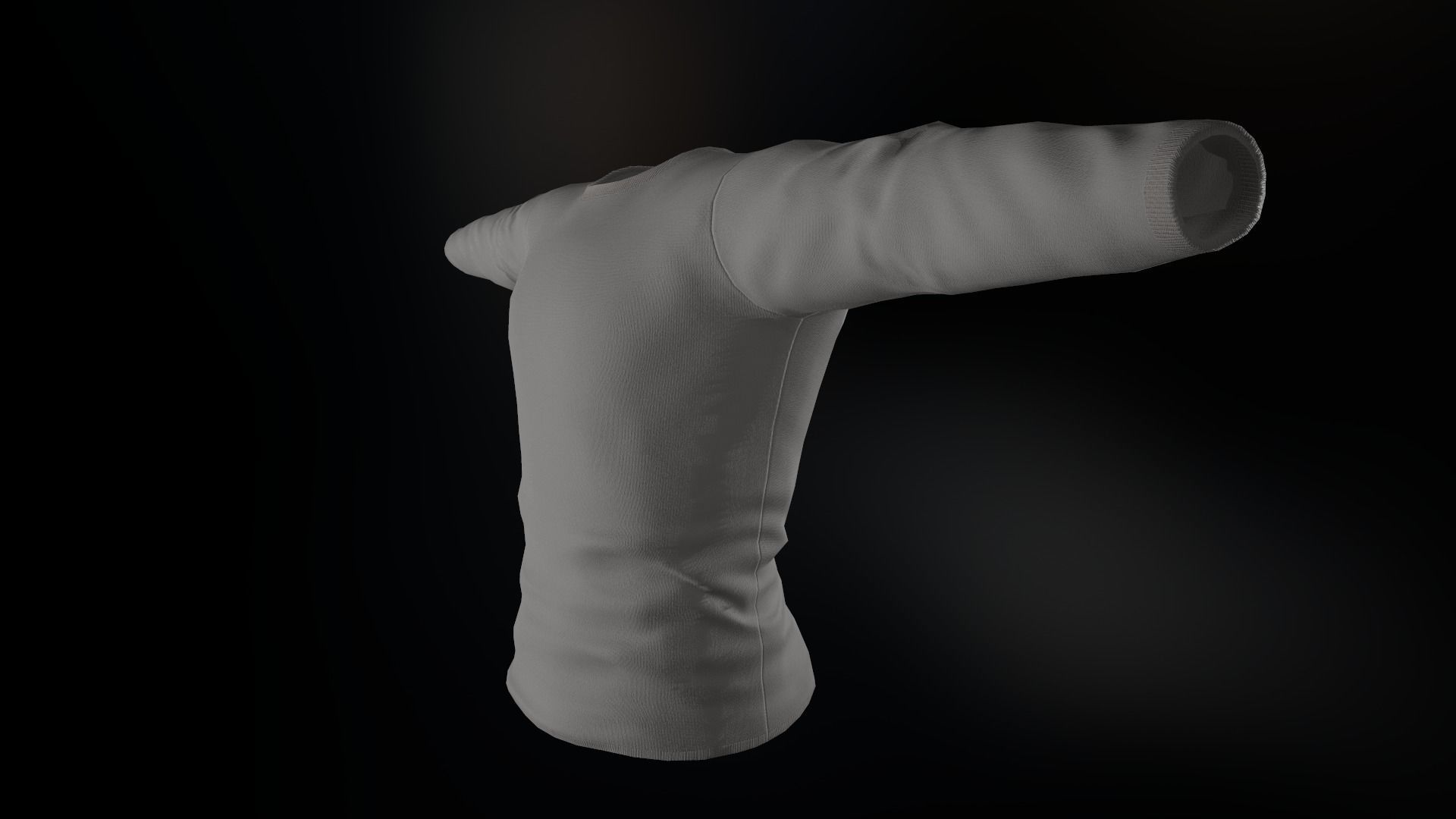 Gray Long Sleeve T-Shirt Low-poly 3D model_4