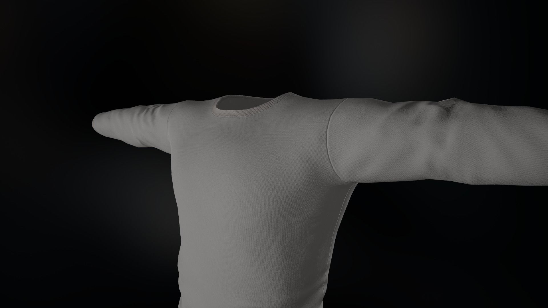 Gray Long Sleeve T-Shirt Low-poly 3D model_12