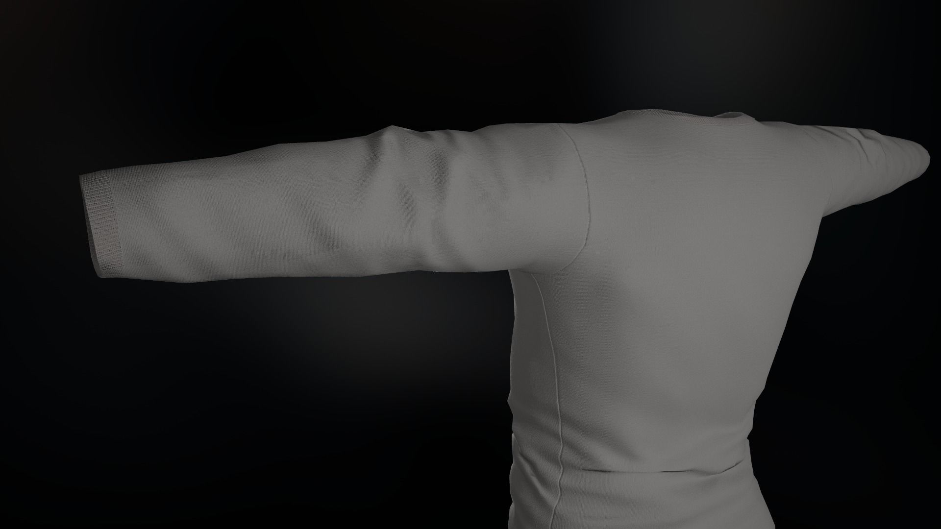 Gray Long Sleeve T-Shirt Low-poly 3D model_6