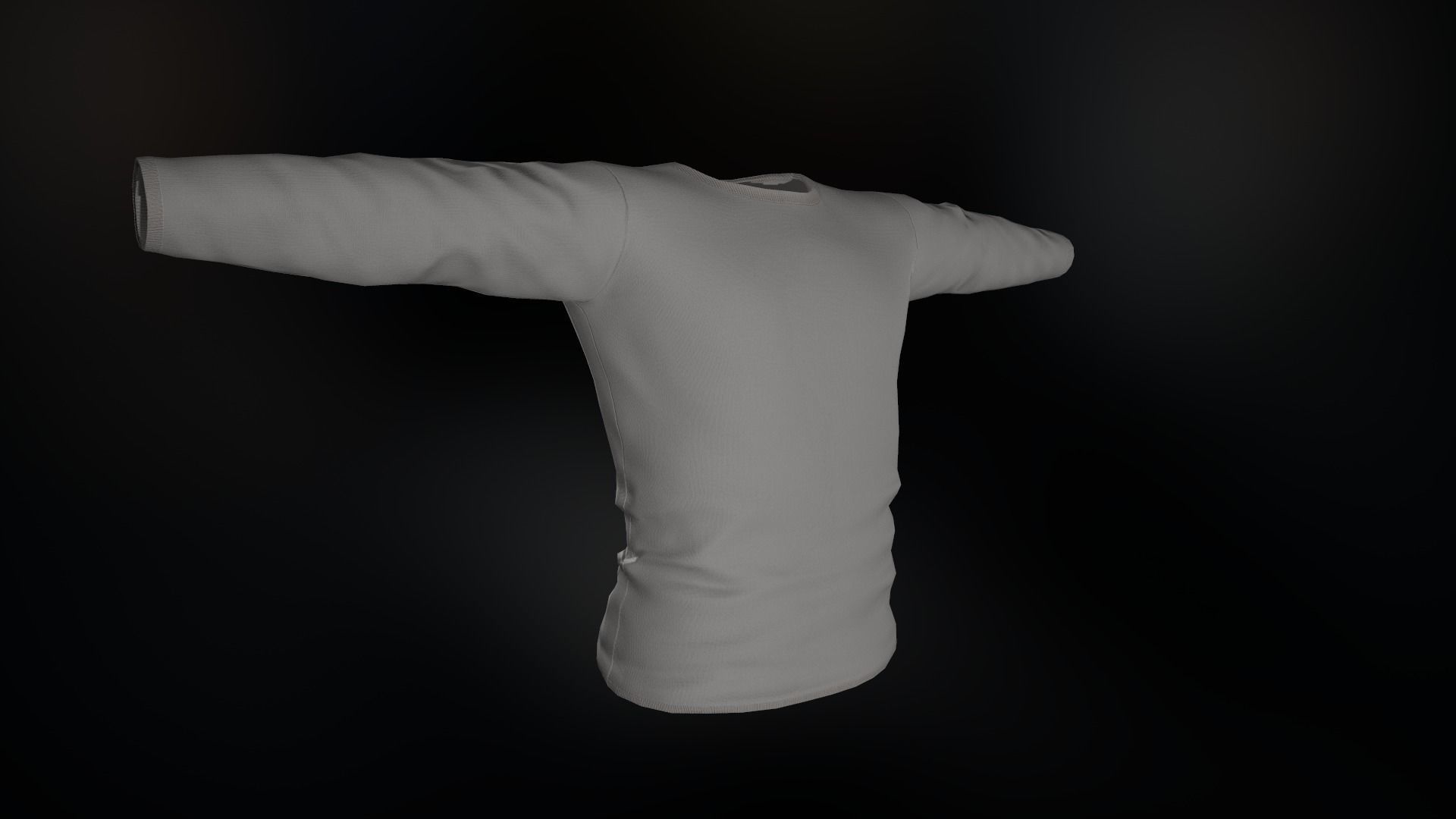 Gray Long Sleeve T-Shirt Low-poly 3D model_3