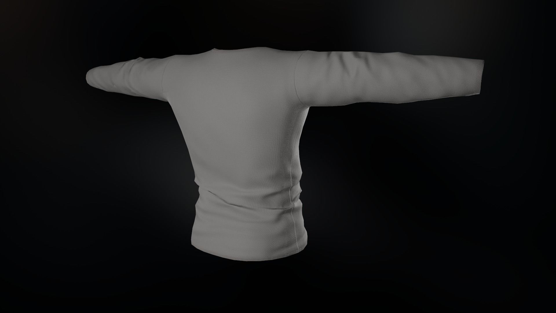 Gray Long Sleeve T-Shirt Low-poly 3D model_2