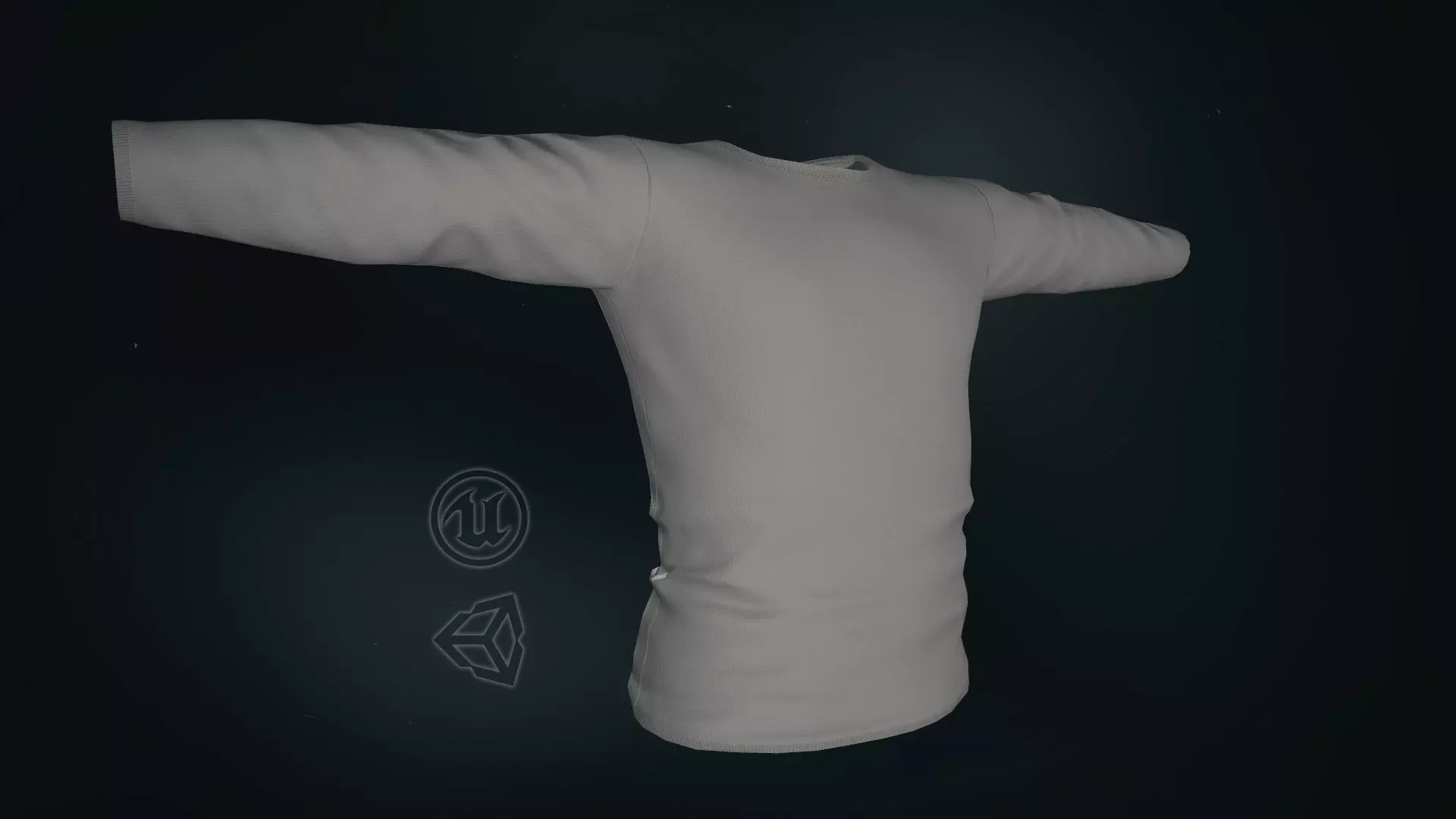 Gray Long Sleeve T-Shirt Low-poly 3D model_0