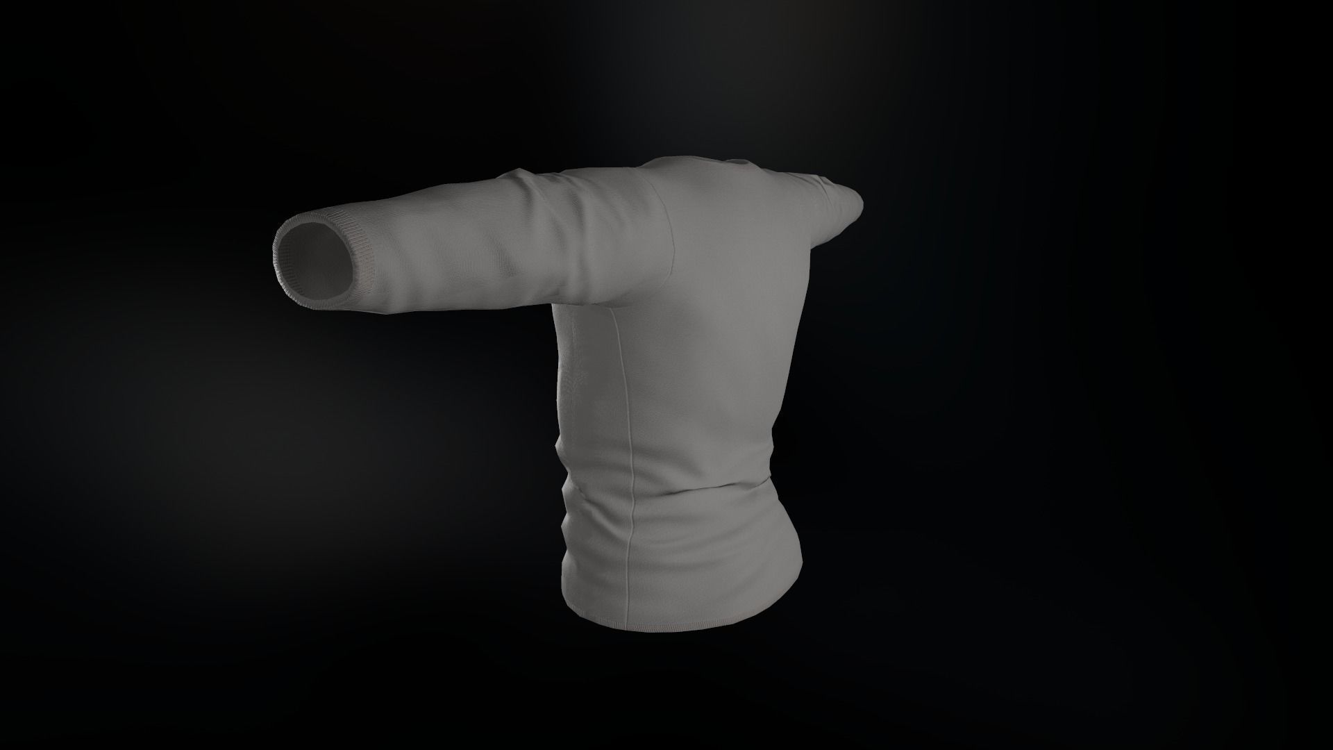 Gray Long Sleeve T-Shirt Low-poly 3D model_1