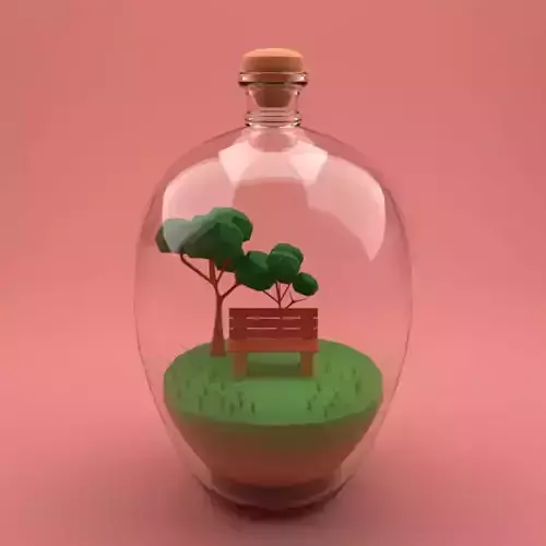 Bottle low poly tree