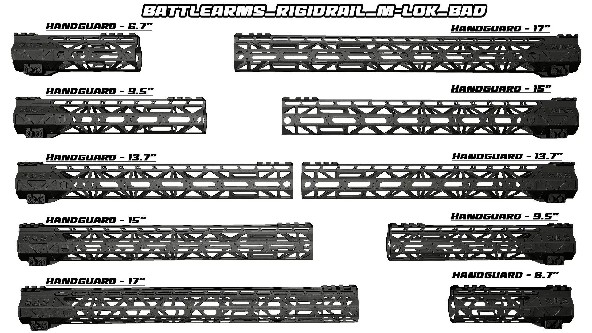 Battlearms Rigidrail MLOC BAD Handguard PBR Low-poly 3D model_0