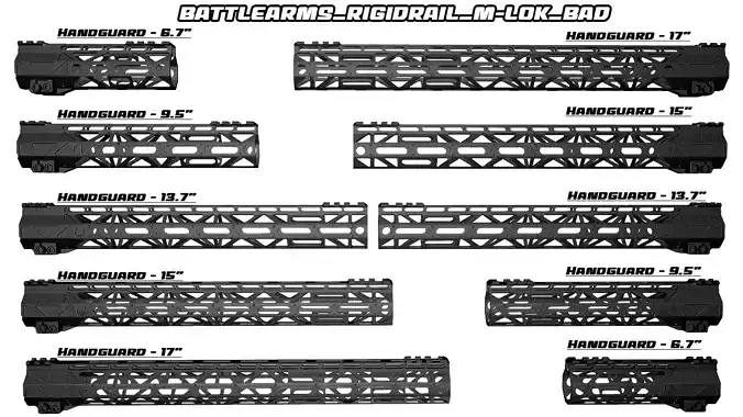 Battlearms Rigidrail MLOC BAD Handguard PBR Low-poly 3D model