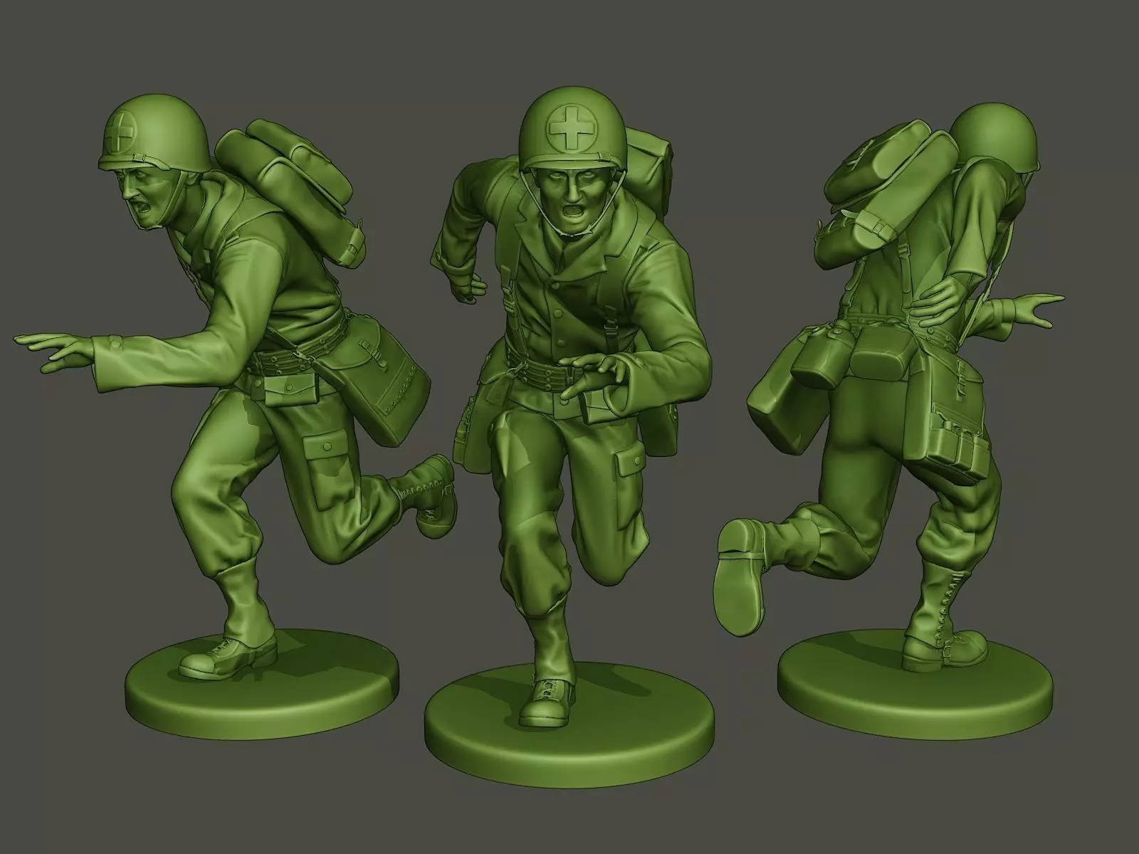 American Medic soldier ww2 run A8 3D print model