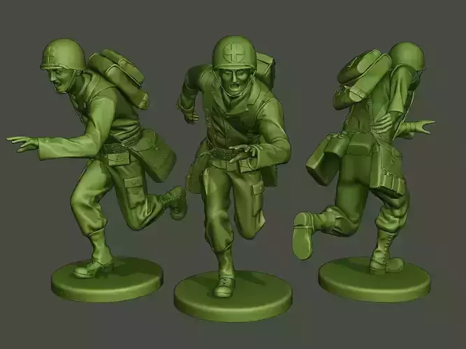 American Medic soldier ww2 run A8 3D print model