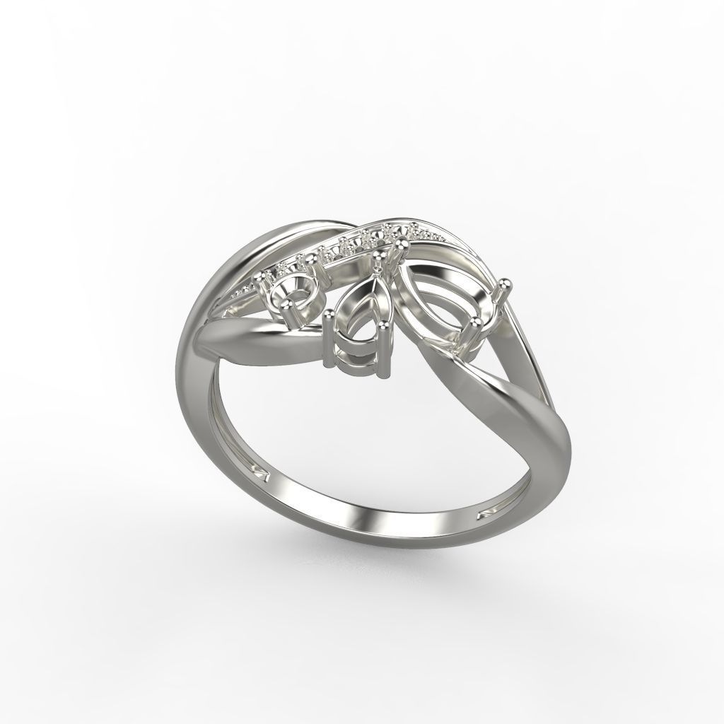 Women ring with gems and diamonds 3dm stl 3D print model_16