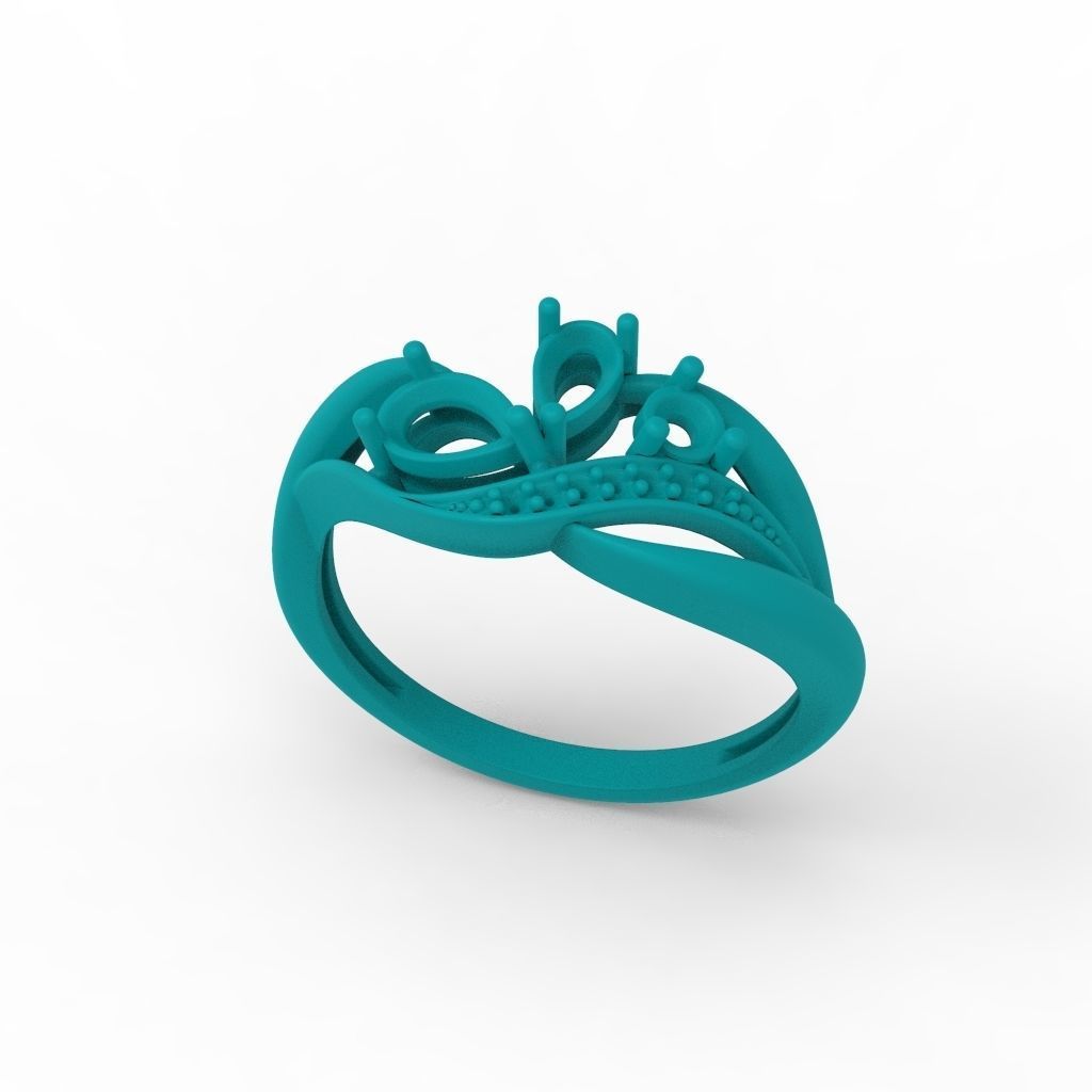 Women ring with gems and diamonds 3dm stl 3D print model_17