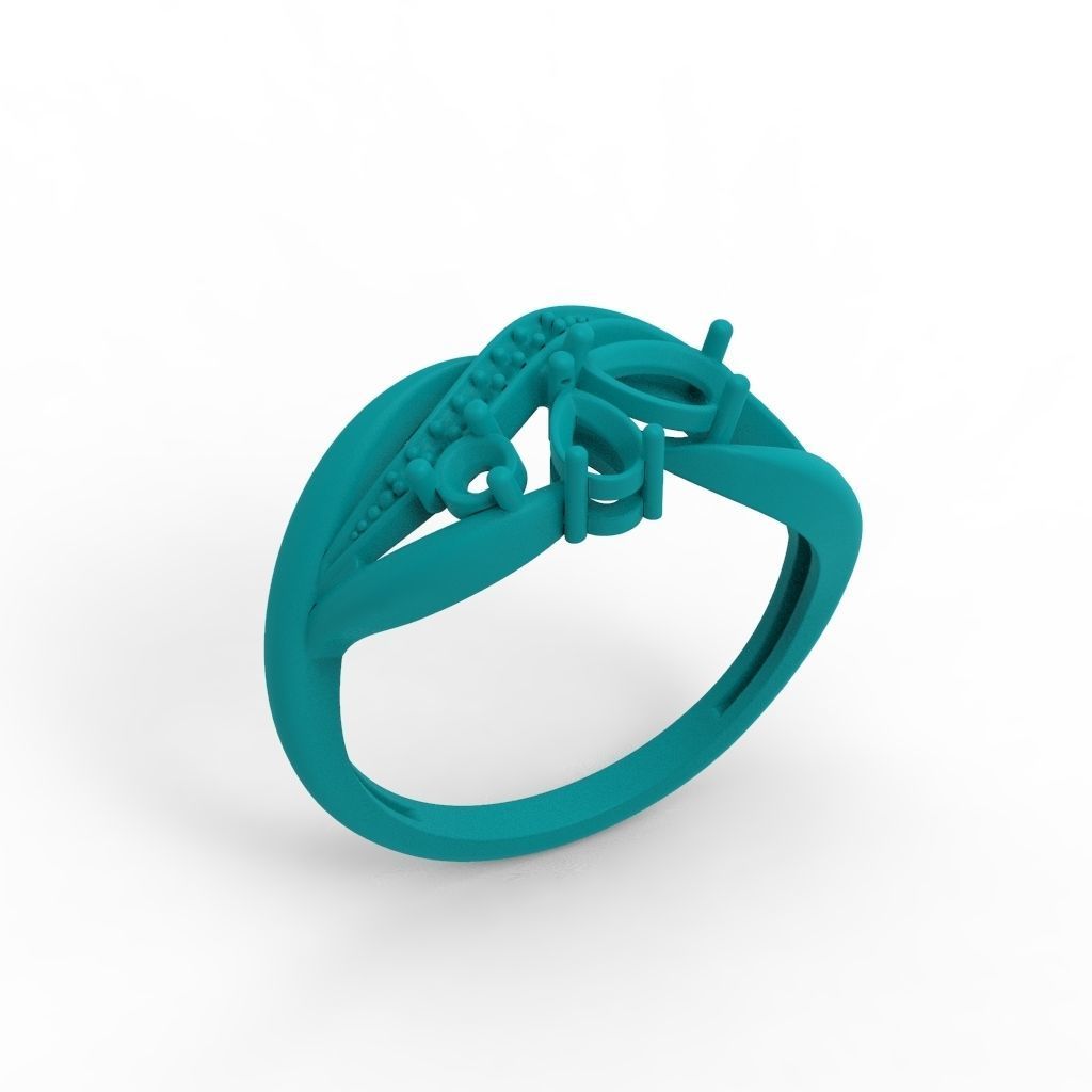 Women ring with gems and diamonds 3dm stl 3D print model_20