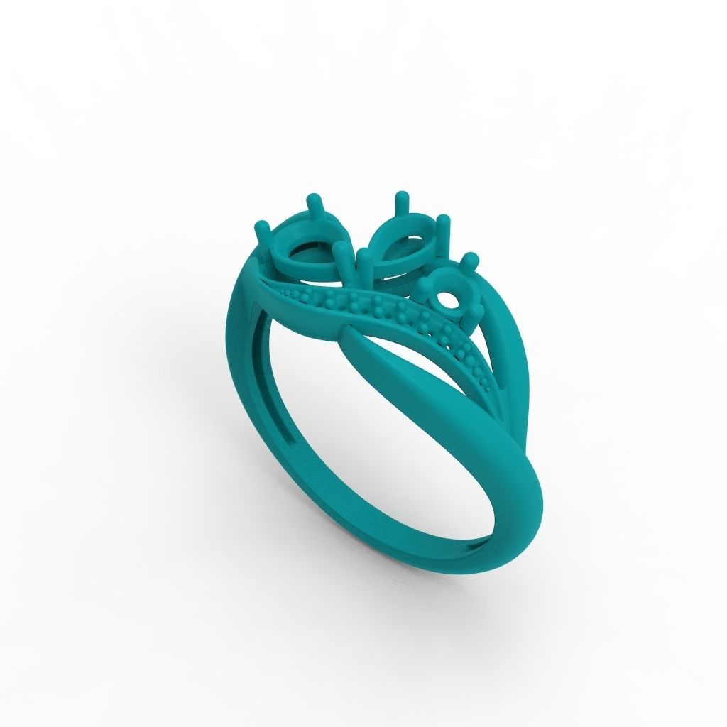 Women ring with gems and diamonds 3dm stl 3D print model_22