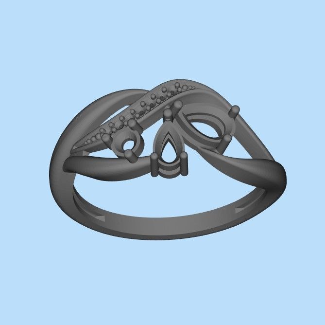 Women ring with gems and diamonds 3dm stl 3D print model_26