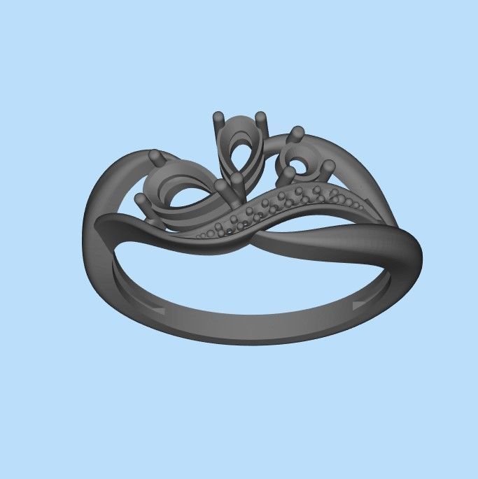 Women ring with gems and diamonds 3dm stl 3D print model_35