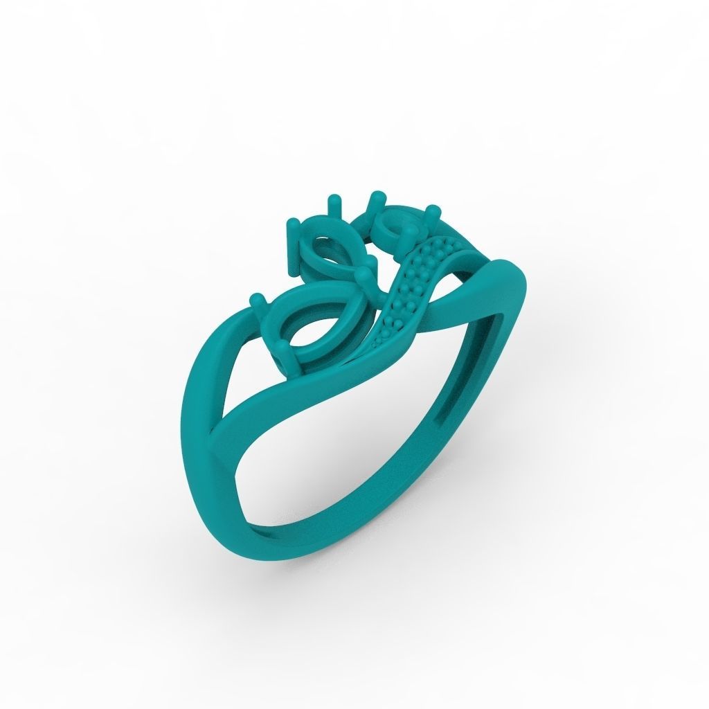 Women ring with gems and diamonds 3dm stl 3D print model_18