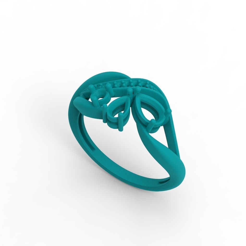 Women ring with gems and diamonds 3dm stl 3D print model_19