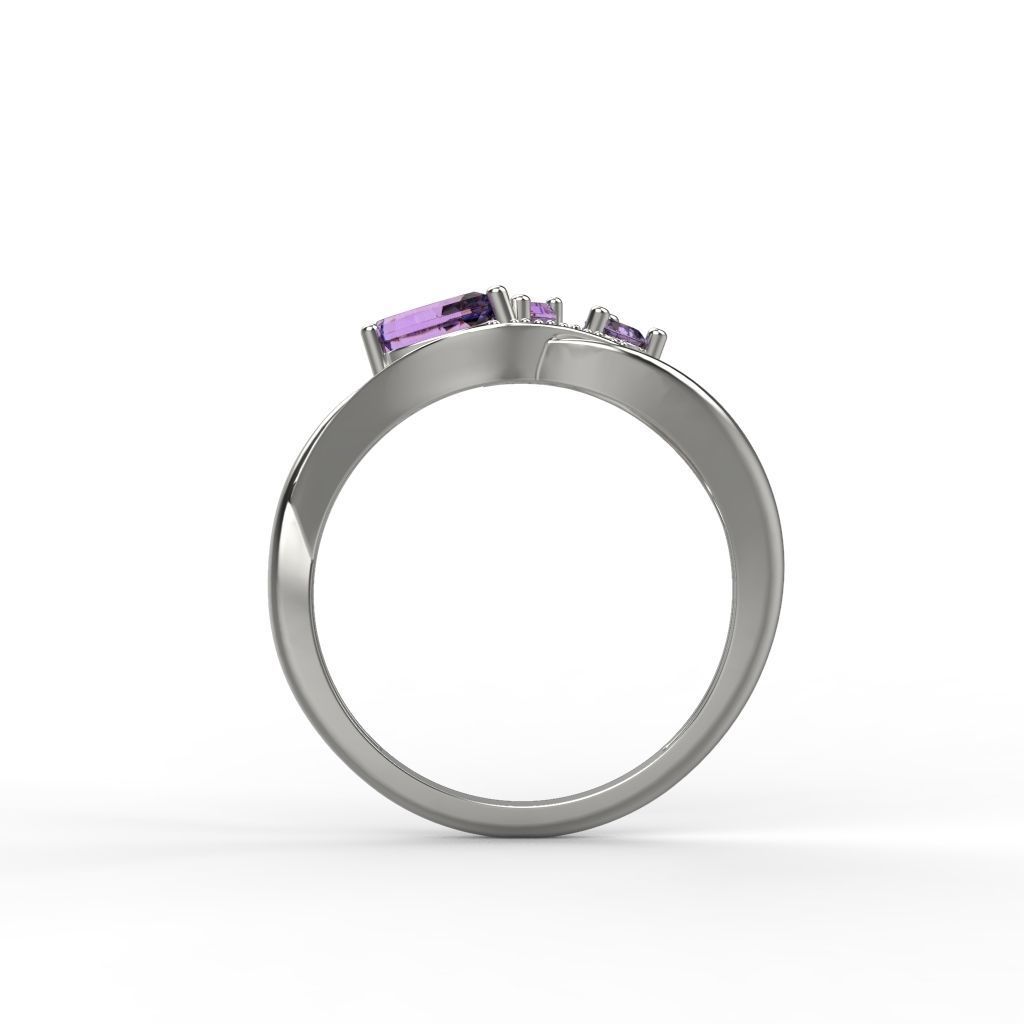 Women ring with gems and diamonds 3dm stl 3D print model_10