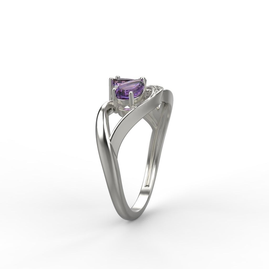 Women ring with gems and diamonds 3dm stl 3D print model_12