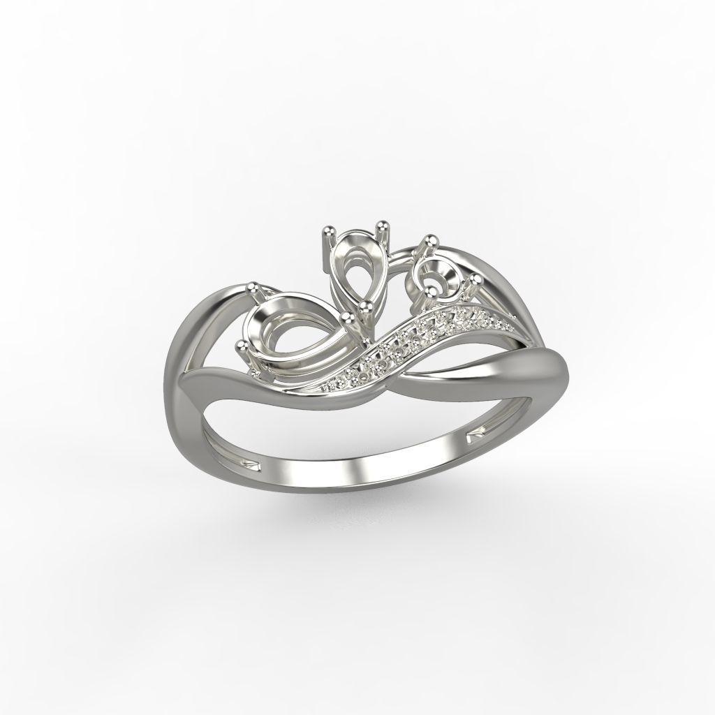 Women ring with gems and diamonds 3dm stl 3D print model_13