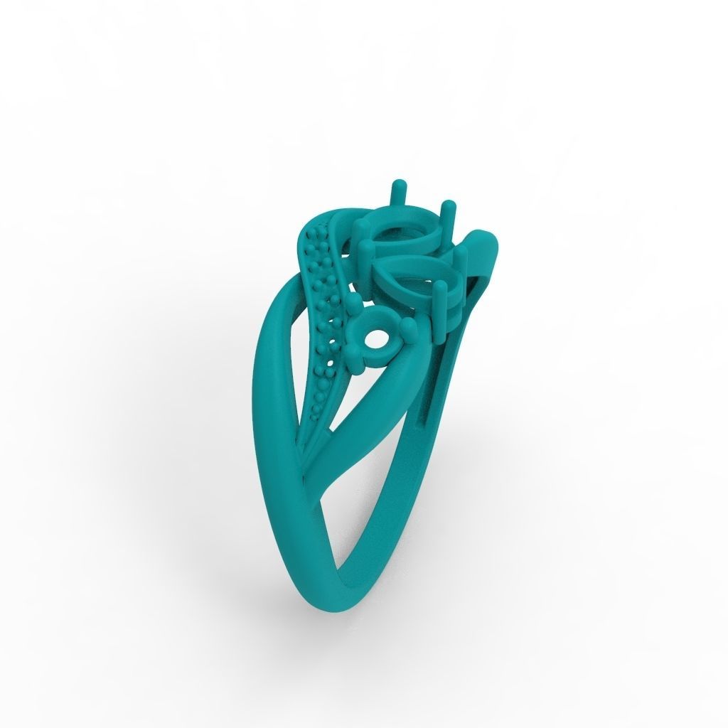 Women ring with gems and diamonds 3dm stl 3D print model_21