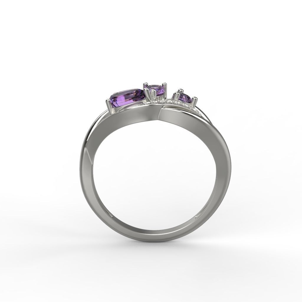 Women ring with gems and diamonds 3dm stl 3D print model_9