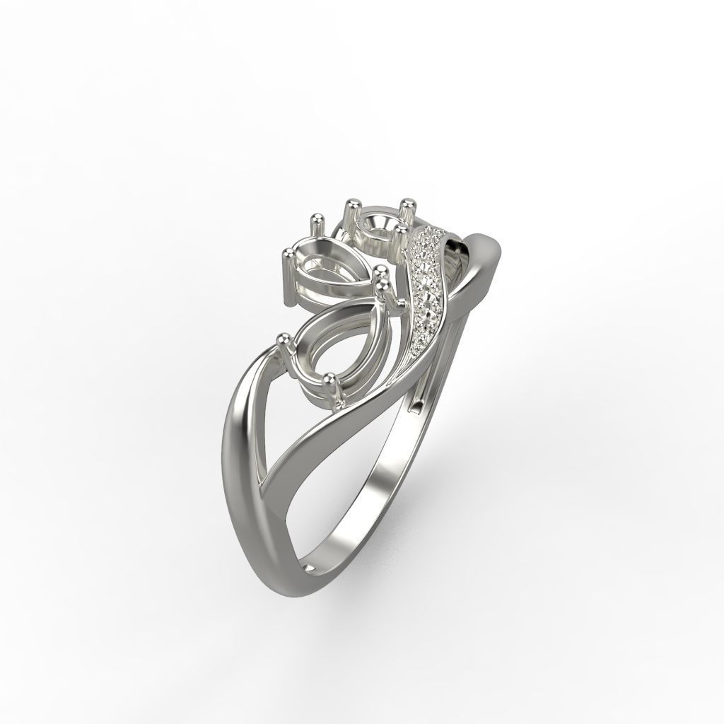 Women ring with gems and diamonds 3dm stl 3D print model_15