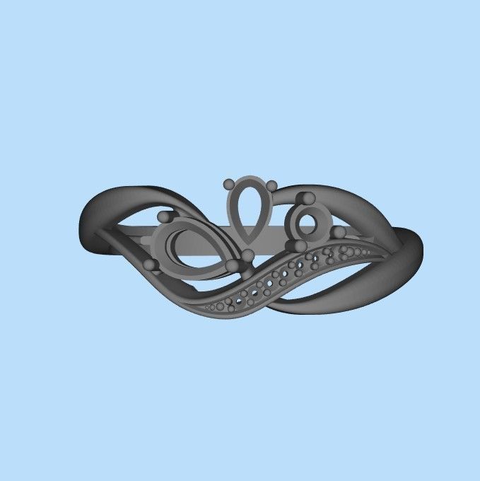 Women ring with gems and diamonds 3dm stl 3D print model_31
