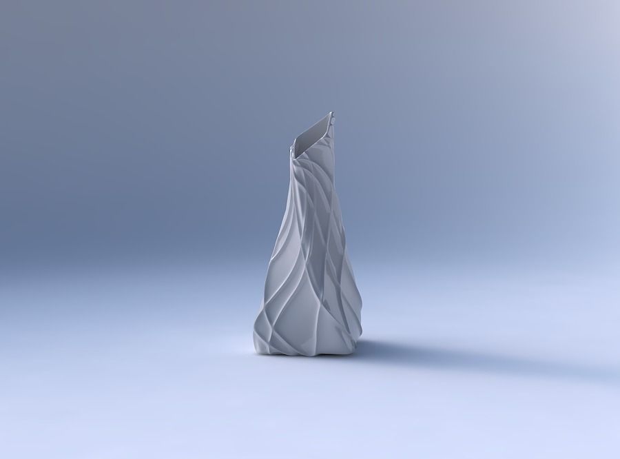Vase twisted squeezed and bent quadratic 2 with wavy sparse e... 3D print model_4