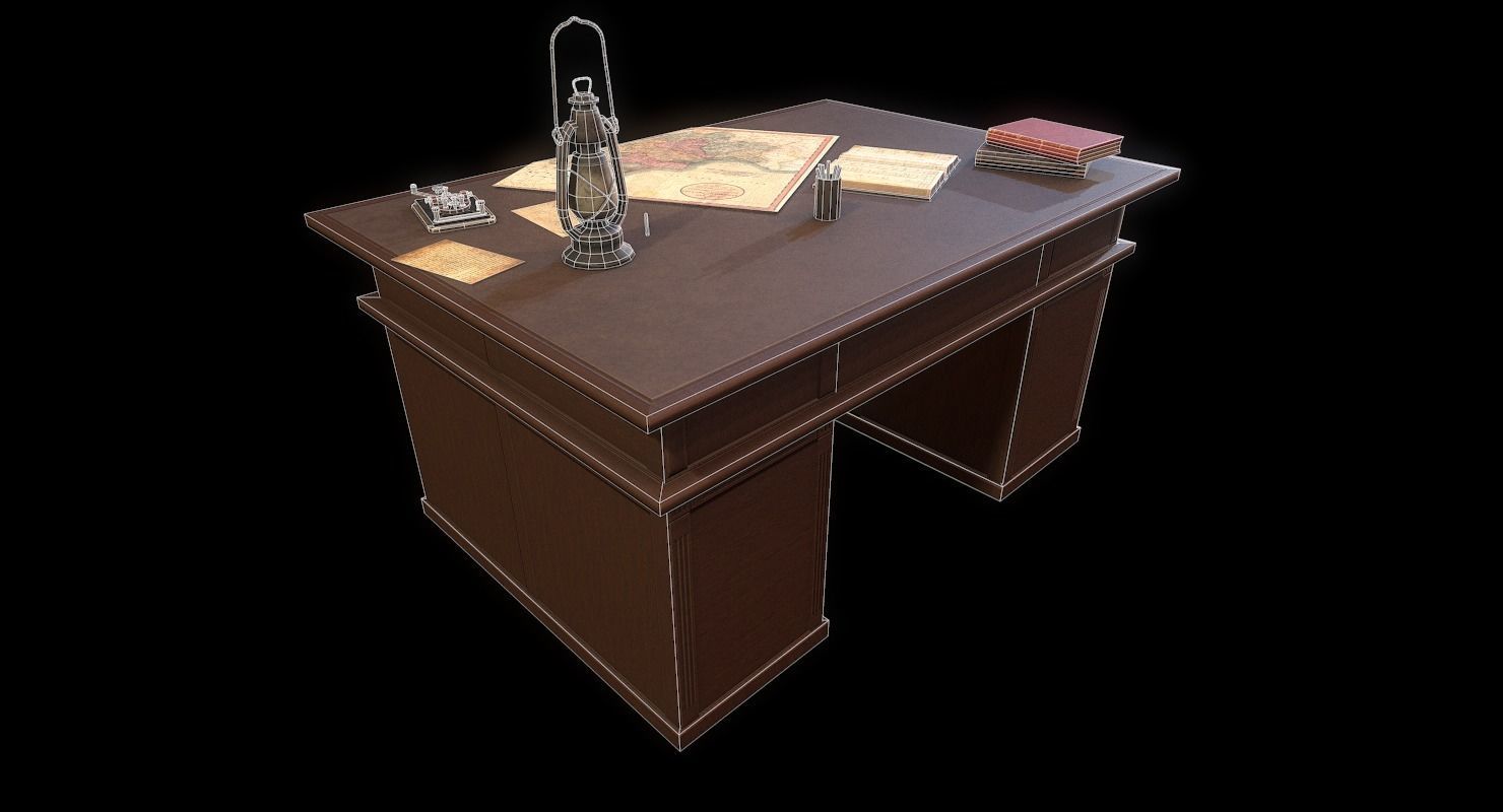 Cartographer Desk Morse Code Device WWII Low-poly 3D model_22