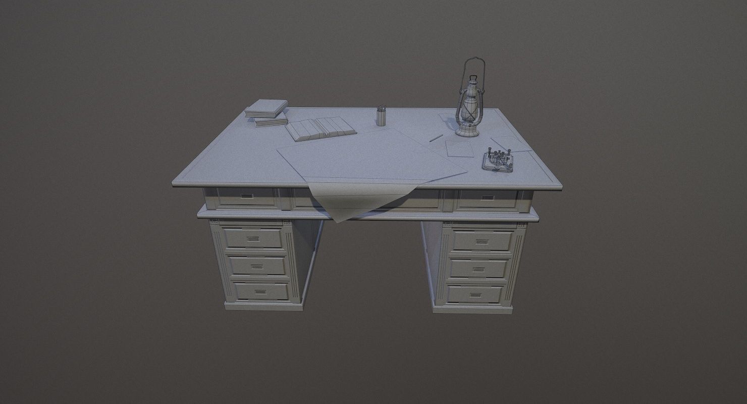 Cartographer Desk Morse Code Device WWII Low-poly 3D model_12