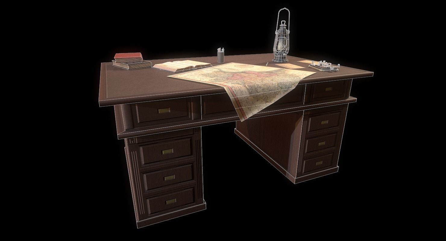 Cartographer Desk Morse Code Device WWII Low-poly 3D model_20