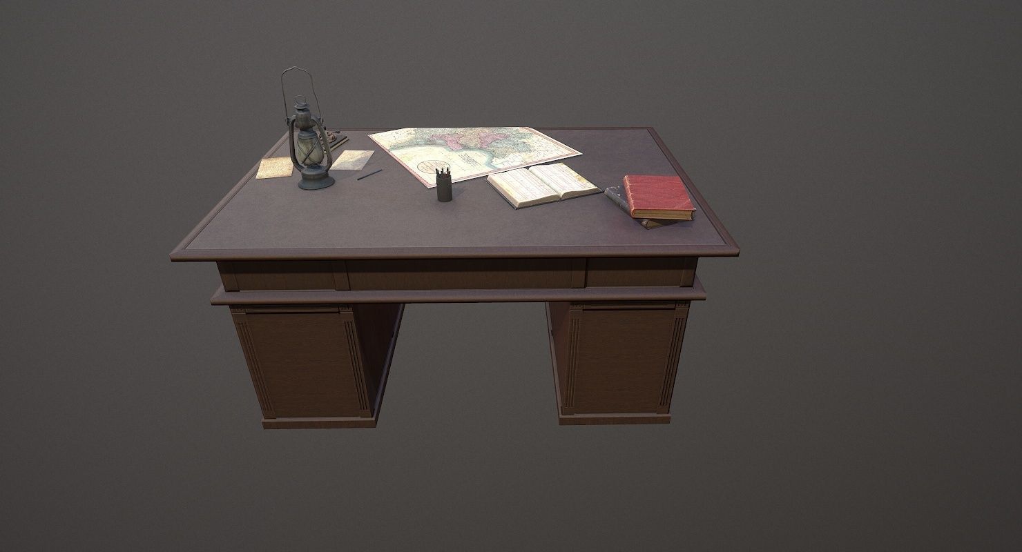 Cartographer Desk Morse Code Device WWII Low-poly 3D model_6